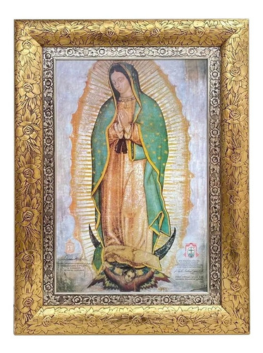 Imagen 1 de 10 de Cuadro De La Virgen De Guadalupe Replica Marco De Rosas