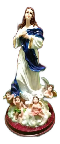 Virgen De La Inmaculada Concepción, Fig Resina,29x14x14cm.