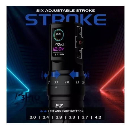 EZ P3 pro stroke ajustable máquina de tatuaje negro mate 2 baterias