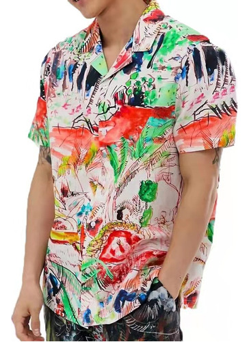 Camisas Camisas De Playa Con Dibujos Animados Para Hombre, C