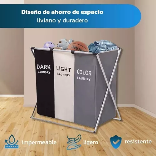 Cesto Para Ropa Sucia Plegable, 3 Compartimentos