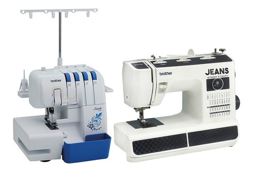 Pacote: Máquina de costura Brother St371hd + Overlock 3534dt, cor branca