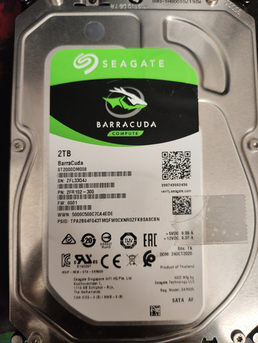 Seagate Barracuda 2tb Disco Duro Interno (Usado)