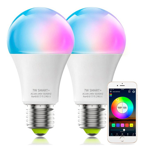 Magiclight Foco Inteligente Smart Multicolor Rgb Led 7w 2pcs