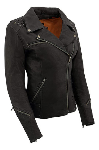 Milwaukee Leather Mll2525 Encaje Ligero De Cuero Negro Para 