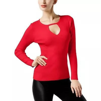 Jersey manga larga acanalado rojo mujer