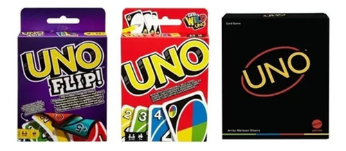 3 Juego Cartas Uno Clásico + Uno Flip + Uno Minimalista