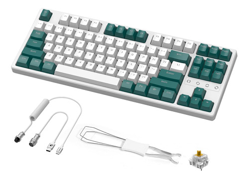 Teclado Inalámbrico Para Juegos Y Cable Usb C En Espiral Per