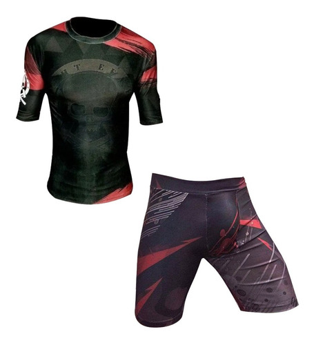 Conjunto Fight Effect Lycra + Calza Corta Mma Thai Bjj Kick