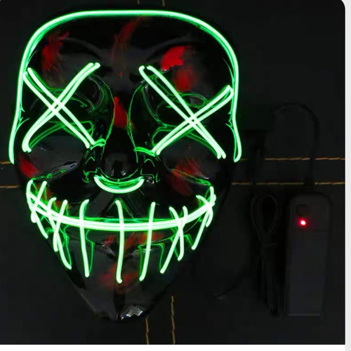 Mascara Led Neon Carnaval Cosplay Fantasia Masculina Terror Cor Verde