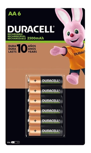 Pilas Duracell Recargable 6 Pilas Aa De 2500 Mah 1.2v