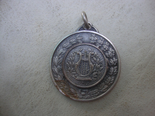Antigua Medalla Premio Lira En Metal 3,1 Diam X 1,5mm