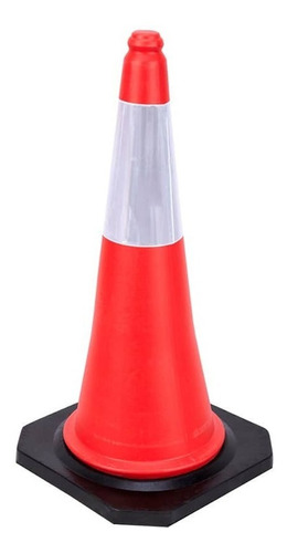 Cono Vial 75 Cm Naranja Con Reflectivo Base Caucho