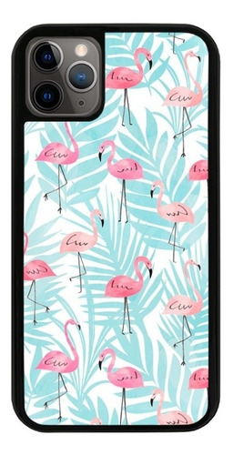 Funda Uso Rudo Tpu Para iPhone Flamingos Plantas Tapiz Patro