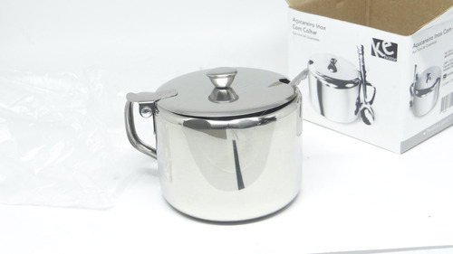 Açucareiro Inox Metálico Com Colher 300ml Kehome Cor Prata