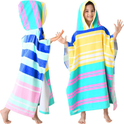 Toalla De Poncho Unisex Con Capucha Para Nios, Para Playa, P