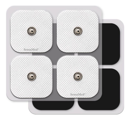 SensaMed - Set 9 Electrodos Parches Pads Almohadillas 5x5 y Lumbar Broche 3.5mm Tens Ems Color Blanco