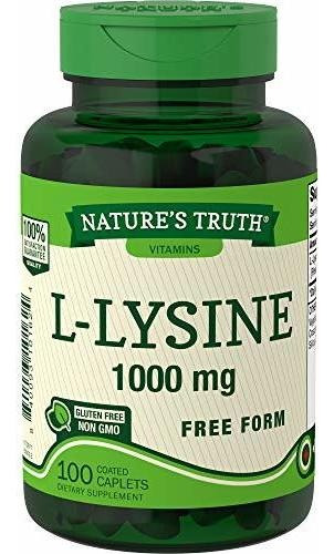 De La Naturaleza Verdad L-lisina 1,000 Mg Cápsulas, 100 Coun