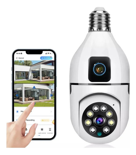 Cámara De Seguridad Wifi Xinshi E27 360°6mp V380 Pro De Doble Lente Con Visión Nocturna Seguimiento Automático Alarma Color Blanco