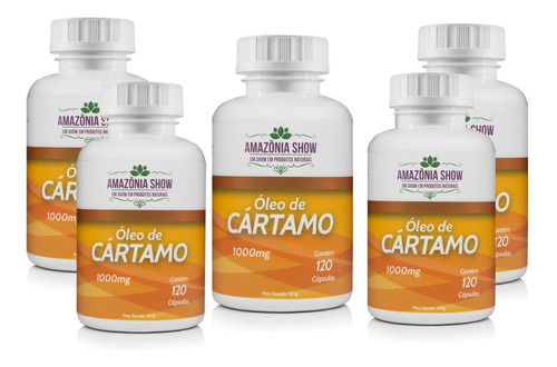 Óleo De Cartamo 120 Capsulas 1000mg Combo Com 5 Frascos