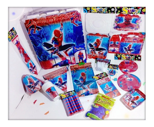 Kit Decoración Infantil Spiderman Fiesta 12 Invitados Niños