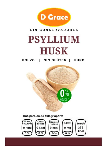 Imagen 1 de 5 de Psyllium Husk Plantago Polvo Calidad Premium 1 Kg