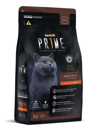 Alimento Special Cat Super Premium Prime Para Gato Adulto Todos Os Tamanhos Sabor Salmão E Arroz Em Saco De 1kg