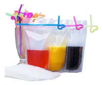 Comprar 50 Bolsas Desechables Para Bebidas Y Pajitas Coloridas.