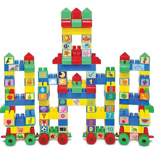 Brinquedo Para Montar Castelinho 128 Pcs Com 55 Adesivo