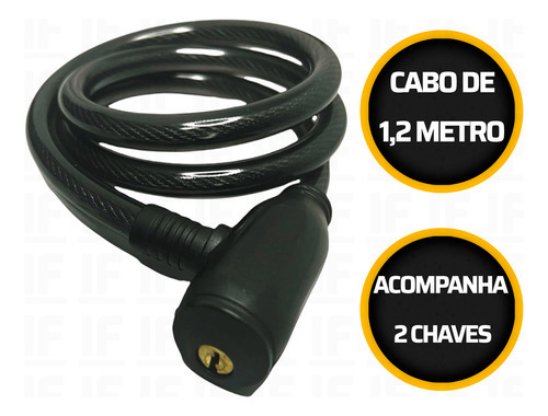 Corrente Cadeado Segurança Bike Estepe 1,2m X 6mm