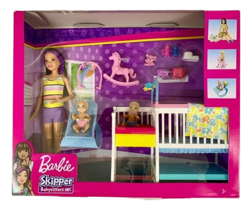 Muñeca Barbie Skipper Babysitters Niñera Guarderia De Bebes 