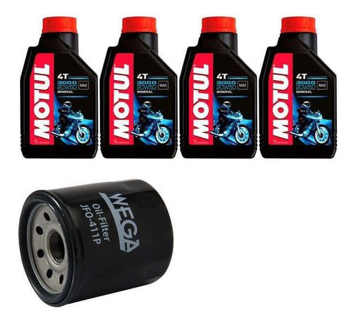 Kit Troca Oleo Motul 20w50 3000 Para Honda Cb 1300 F 2003+