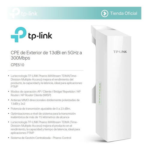 Tp-link, Access Point Para Exteriores 5ghz 300mbps, Cpe510