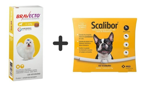 1 Bravecto 112,5mg (2 A 4,5kg) + 1 Coleira Scalibor 48cm