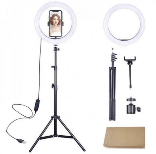 Aro De Luz Led 26cm + Soporte Para Celular + Trípode 2.10 M