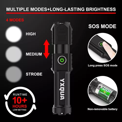 Linterna recargable por USB, mini linternas LED pequeñas y brillantes,  lúmenes altos, 4 modos, zoomable, el tamaño de los regalos de bolsillo para