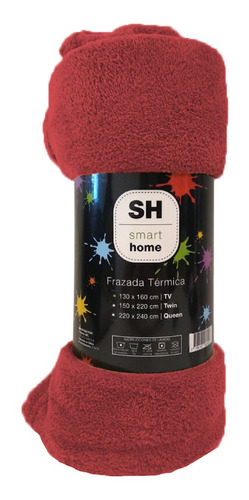 Frazada Mantra Smart home color rojo con diseño liso de 240cm x 220cm