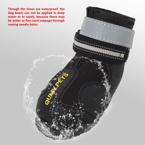 Qumy Dog Boots Waterproof Shoes For Dogs With Reflective Str