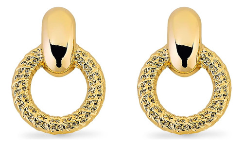 Pera Jewelry Pendientes De Anillo De Tuerca Chapados En Oro