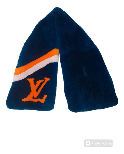 Bufanda Louis Vuitton París Made In Italy Azul Oscuro Piel Unico
