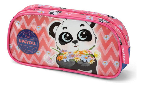 Mochila Infantil Rodinhas Up4you Panda Lancheira Estojo Rosa