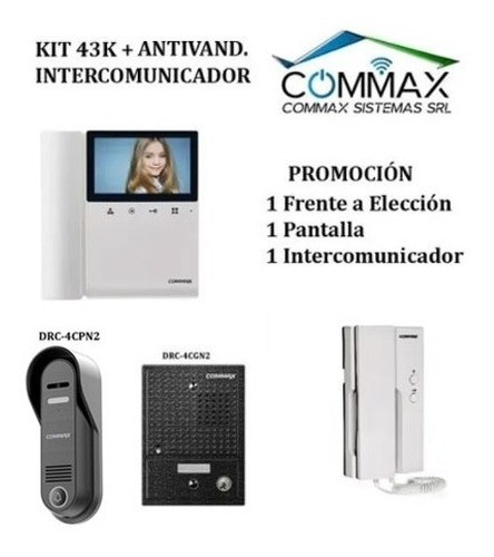 Imagen 2 de 8 de Portero Commax 1 Monitor 43k + 1 Audio + 1 Frente Antiv.