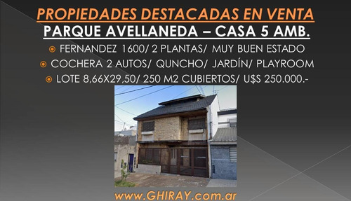 Imagen 2 de 30 de Casa 2 Plantas. Parque Avellaneda, Fernandez 1600. 250 M2