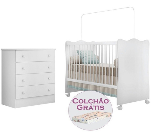 Jogo De Quarto Completo Berço Cômoda E Colchão - Tem Frete