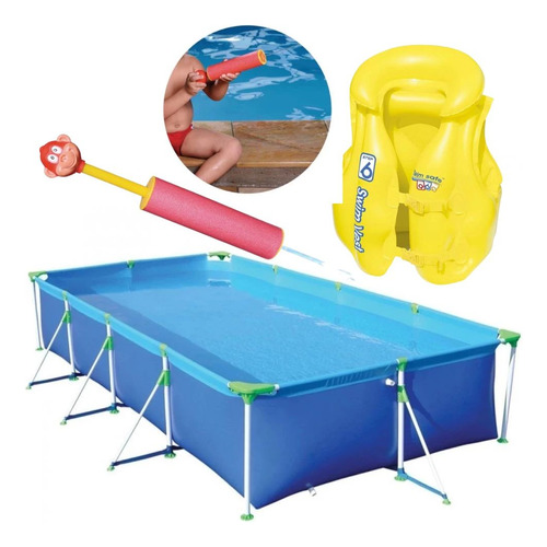 Piscina  6200 L + Colete Infantil 3-6 Anos + Lança Agua