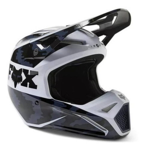 Casco Moto Fox V1 2023  Nuklr  Negro/blanco Mx