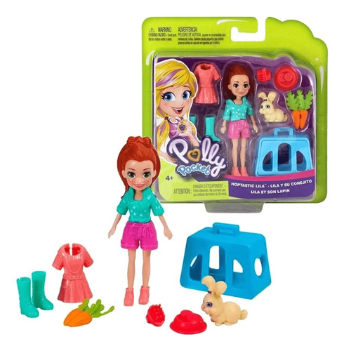 Muñeca Polly Pocket Lila Conejito Accesorios Mattel Figuras