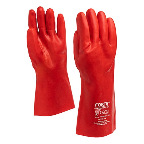 Guante Pvc Rojo 14 ( Largo 35 Cm ) Certificado Pack 5 Pares