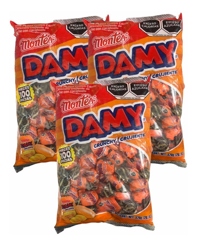 Caramelo Damy Crunchy De Cacahuate Montes 300 Pzas 1.71 Kg