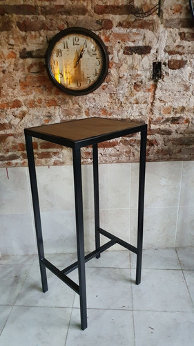 Imagen 3 de 4 de Mesa Barra Bar Industrial 50x40x105 Hierro Y Madera Cerveza